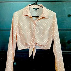 Peach Polka Dot Crop Top